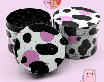 Cow Print - 50mm Custom 4-Piece Metal Tobacco Grinder - Christmas Gift