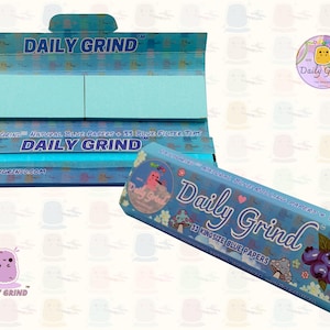 Daily Grind™ Blue Kingsize Rolling Papers with Tips - Organic Arabic Gum - Slow Burn