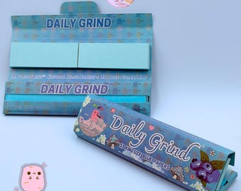 Daily Grind™ Blue Kingsize Slim Rolling Papers with Tips - Organic Arabic Gum - Slow Burn