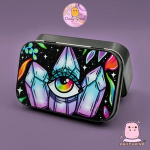 Crystal Eye Small Metal Tin: Colourful Jewellery, Coin & Makeup Box Storage Gift