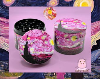 Parodie ciel étoilé rose - 50 mm, 4 pièces en métal, cadeau moulin à tabac personnalisé