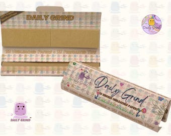 Daily Grind™ Unrefined Kingsize Slim Rolling Papers with Tips - Organic Arabic Gum - Slow Burn