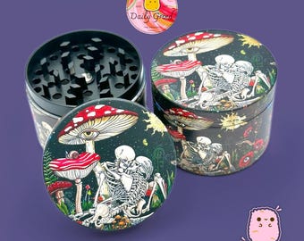 Skeleton Kiss Dark Dead Romance - 50mm 4-Piece Metal Custom Tobacco Grinder Gift