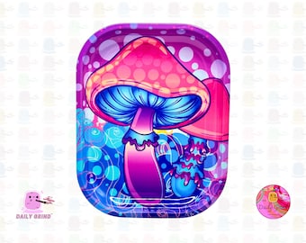 Purple Mushroom Metal Tray 14x18cm Jewellery/Crystals/Table Tidy/Stationary/Food/Desk Tidy/Office/BPA-Free Metal Plates Cute Gift