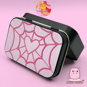 Rosa Spinnennetz Metalldose Box: Schmuckaufbewahrungsgeschenk mit Klappdeckel