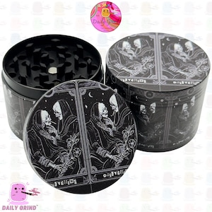 The Lovers Tarot Card Skeleton Kiss - 50mm 4-Piece Premium Quality Custom Metal Tobacco  Grinder Spooky Gift