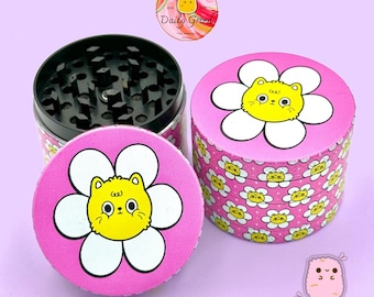 Chubby Cat Face - 50mm 4-Piece Metal Custom Tobacco Grinder Gift