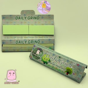 Daily Grind™ Green Kingsize Slim Rolling Papers with Tips - Organic Arabic Gum - Slow Burn