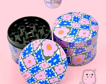 Wavy Flower Power - 50mm 4-Piece Metal Custom Tobacco Grinder Gift