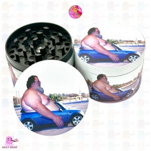 Dad Bod in a Drop Top Mini - 50mm 4 Piece Premium Custom Metal Tobacco Grinder Shredder Cute Gift