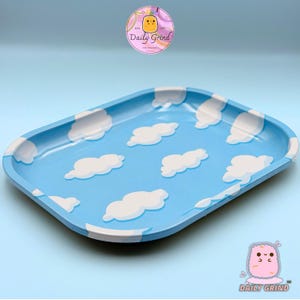 Cartoon Clouds Metal Multi Use Storage Tray, Sky Blue (14x18cm) Gift