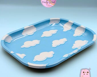 Cartoon Clouds Metal Multi Use Storage Tray, Sky Blue (14x18cm) Gift