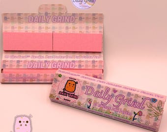 Daily Grind™ Pink Kingsize Slim Rolling Papers with Tips - Organic Arabic Gum - Slow Burn