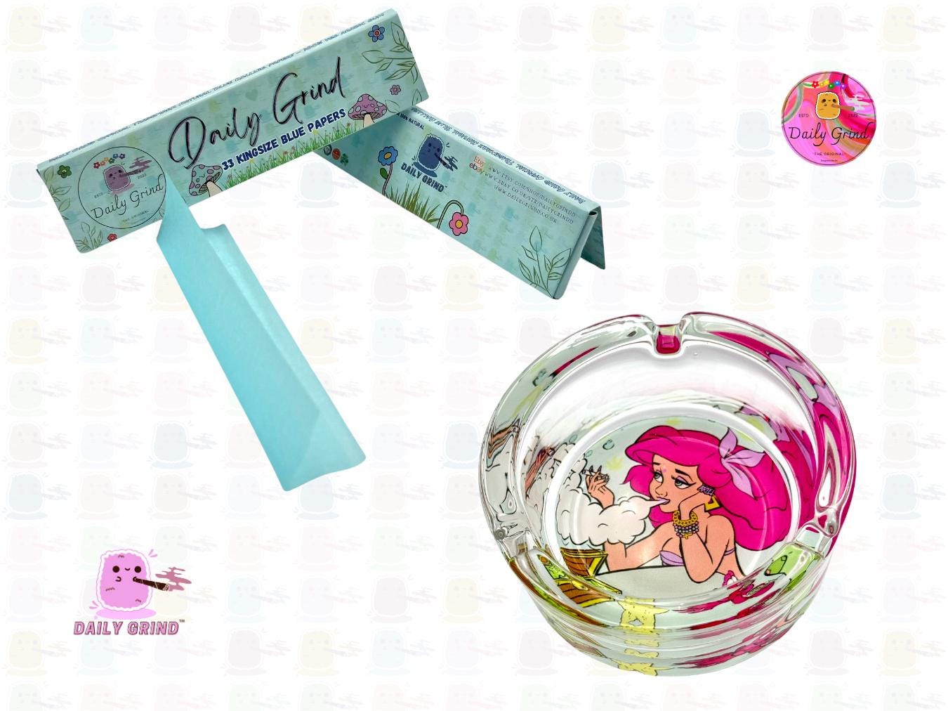 Aschenbecher aus schwerem Glas im Nostalgie-Stil der 90er-Jahre, süße Parodie auf Meerjungfrauen-Prinzessin, individuelle Geschenkidee – 8,2 cm