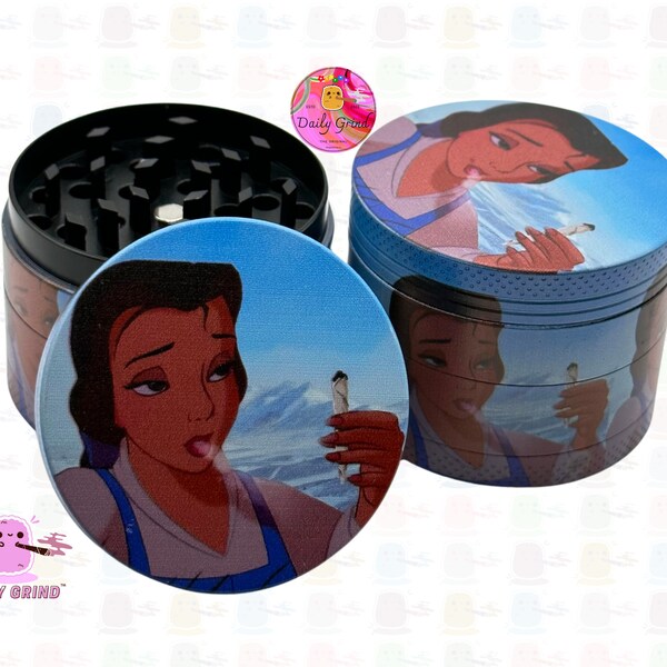 Cute Princess 90’s Cartoon and Film Parody Art Clouds Mountains - 50mm 4 Piece High Quality Custom Metal Kitchen Herb Grinder Cute Gift Idea