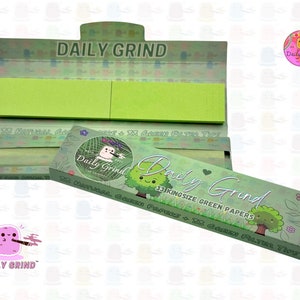 Daial Grind™ Grüne Kingsize Rolling Papers mit Spitzen - Hohe Qualität, super süß! 33 Blätter + Filter Geschenk