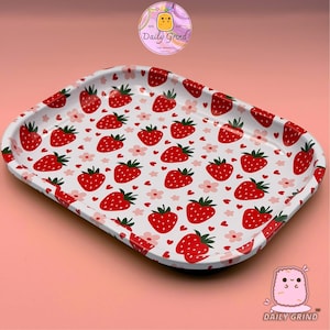 Strawberry Fruit Multi-Use Metal Tray - 14x18cm - Storage Gift