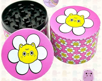 Chubby Cat Face - 50mm 4-Piece Metal Custom Tobacco Grinder Gift