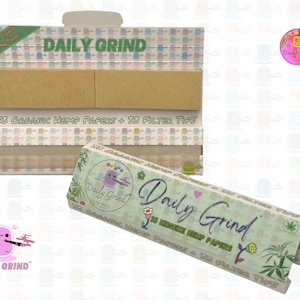 Daial Grind™ Hanf Kingsize Rolling Papers mit Spitzen - Hohe Qualität, super süß! 33 Blätter + Filter Geschenk