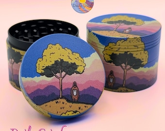 Sasquatch Chilling in Nature Cartoon Parody - 50mm 4-Piece Metal Custom Tobacco Grinder Gift