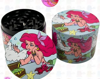 Mermaid Princess Parody Tobacco Grinder - 50mm 4 Piece Metal Shredder - 90s Film Nostalgia Gift