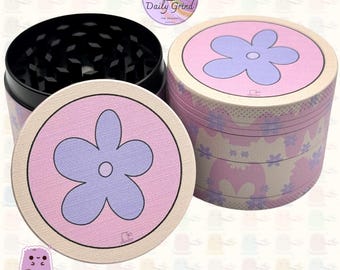 Flower Power 60s Hippie Sweet Peace - 50mm 4-Piece Metal Custom Tobacco Grinder Gift