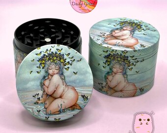 THICC Butterfly Fairy Witch - 50mm Custom 4-Piece Metal Tobacco Grinder - Christmas Gift