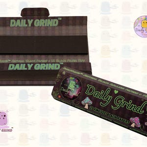 Daily Grind™ Black Kingsize Rolling Papers with Tips - Organic Arabic Gum - Slow Burn