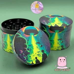 Alien Abduction Spooky UFO Apocalypse - 50mm 4-Piece Metal Custom Tobacco Grinder Gift