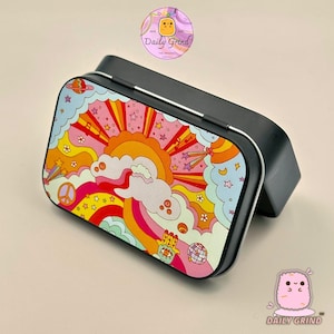 Sun & Rainbow Cloud World 1oz Metal Tin Box Lid Crystal/Jewellery/Cosmetics Storage Gift