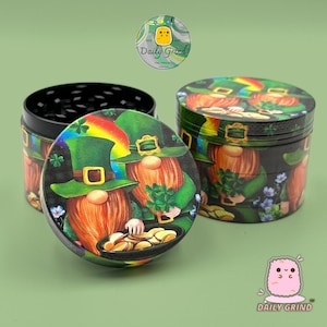 Lucky Leprechaun Pot of Gold Rainbow - 50mm 4-Piece Metal Custom Tobacco Grinder Gift