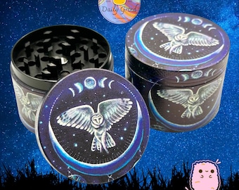 Mond Eule im Nachthimmel - 50 mm 4-teiliges Metall Custom Grinder Geschenk
