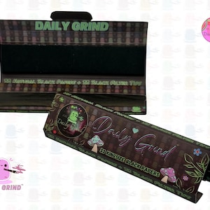 Cartine Daily Grind™ nere Kingsize con filtri - 33 fogli/foglie - Alta qualità, regalo super carino