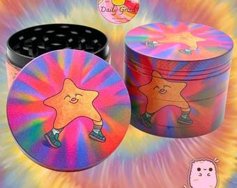 Happy Little Star Tie Dye Sweet 50 mm Moulin à tabac personnalisé en métal, 4 pièces, cadeau