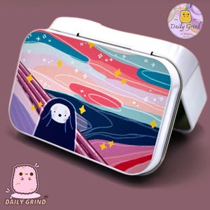 Lata metálica pequeña Dream World Sunset: un regalo para guardar joyas, cristales y tranquilidad.