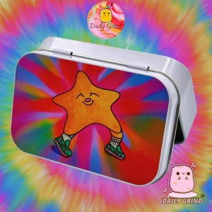 Caja metálica pequeña Happy Star: ideal para guardar joyas, monedas y maquillaje.