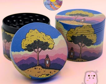 Sasquatch Chilling in Nature Cartoon Parody - 50mm 4-Piece Metal Custom Tobacco Grinder Gift