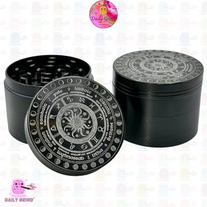 Fases da Lua Observação do Ciclo Lunar Mapa Astrológico Gravado - 50 mm 4 Peças Personalizado Triturador de Tabaco de Metal Presente