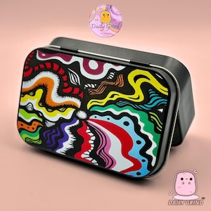 Colourful Melted Patterns Wavy Art - Small Metal Tin with Hinged Lid Box - Christmas Gift