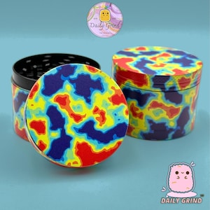 Molinillo de tabaco metálico personalizado de 4 piezas con estampado de camuflaje térmico de imagen térmica de 50 mm - Regalo de Navidad