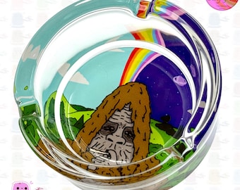 Big Lez Cartoon Heavy Glass Ashtray: Sassy Parody Novelty Gift (8.2cm)