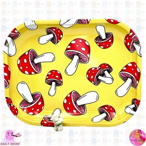 Cute Mushroom Metal Tray 14x18cm Jewellery/Crystals/Table Tidy/Stationary/Food/Desk Tidy/Office/BPA-Free Metal Plates Cute Gift