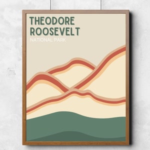 Theodore Roosevelt National Park Travel Poster, Minimalist Decor, Travel North Dakota