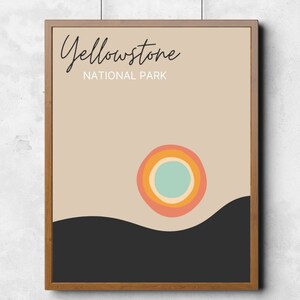 Yellowstone National Park Travel Poster, Minimalist Decor, Travel Wyoming