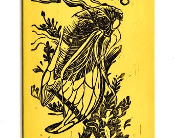 Cicada-Linocut print- Mini Sketch book