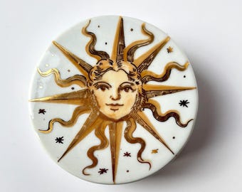Boîte à bijoux ronde "Soleil" – porcelana pintada a la principal, pieza única