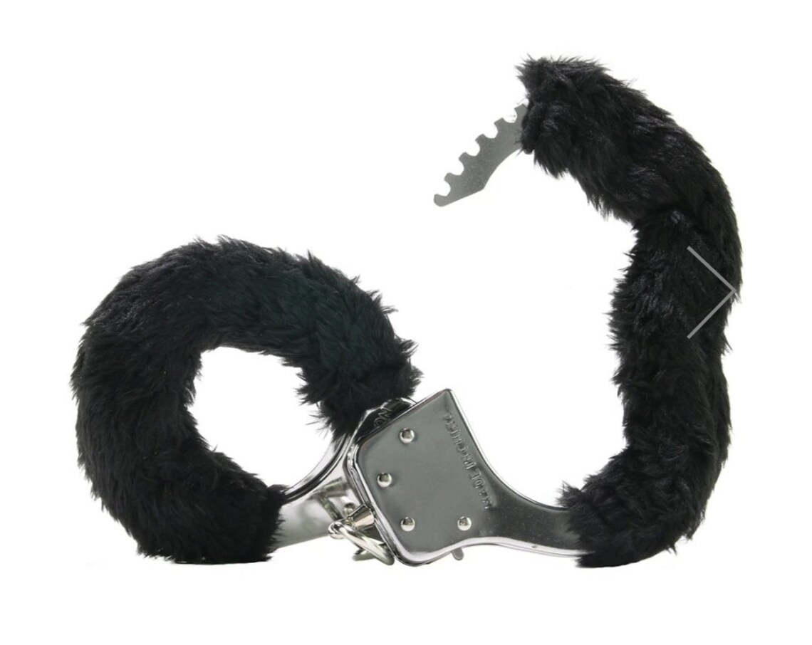Black Furry Handcuffs Etsy