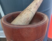 Traditional Wooden Hand-Carved African Mortar Pestle