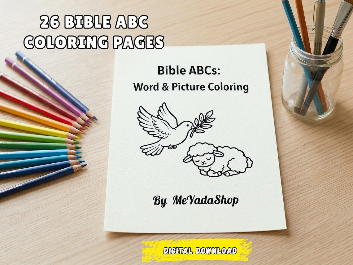 26 Bible ABC Coloring Pages, Christian Alphabet Coloring Book for Kids ...
