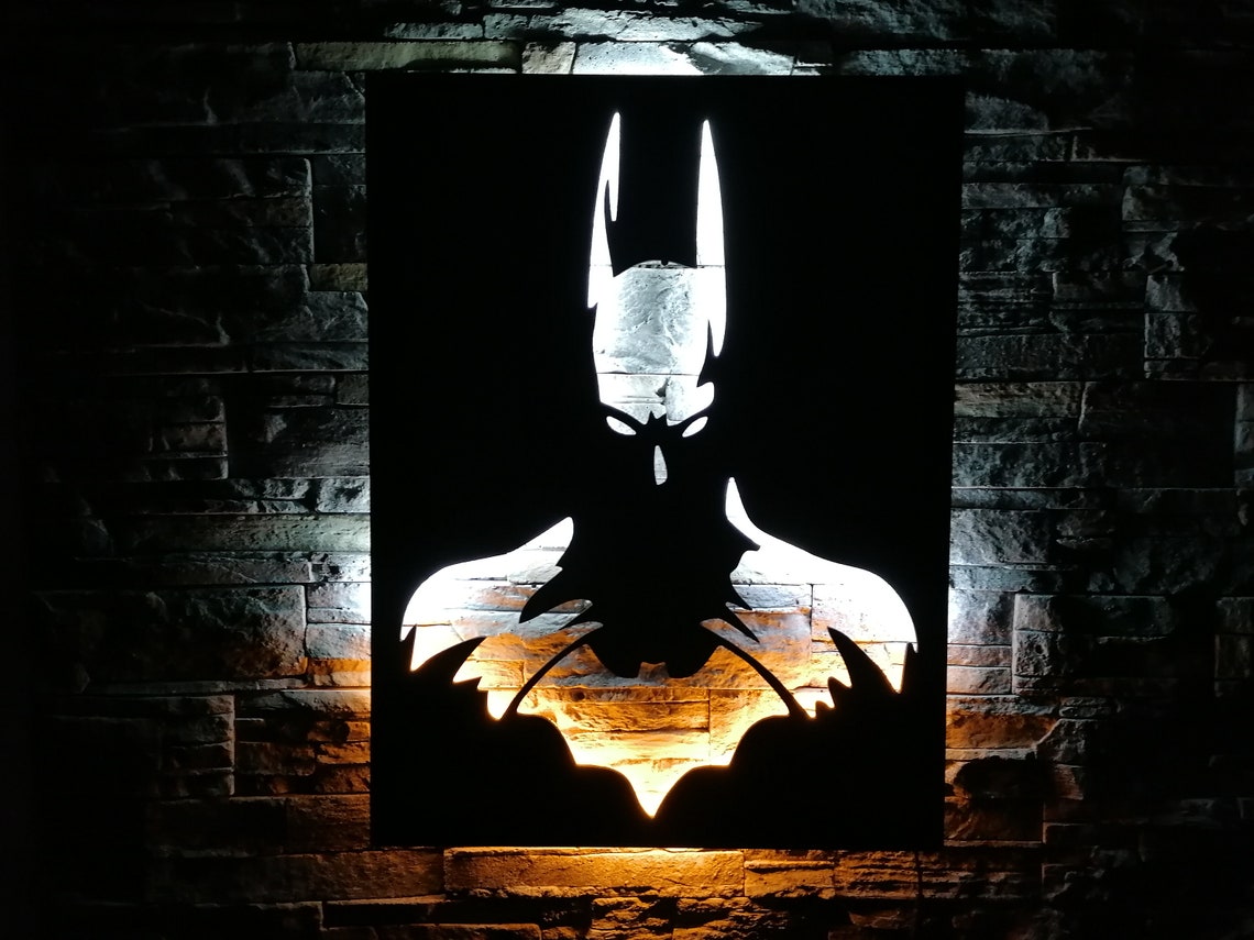 Batman Wood Wall Hangings Wall Art Led Hangings Movie Etsy